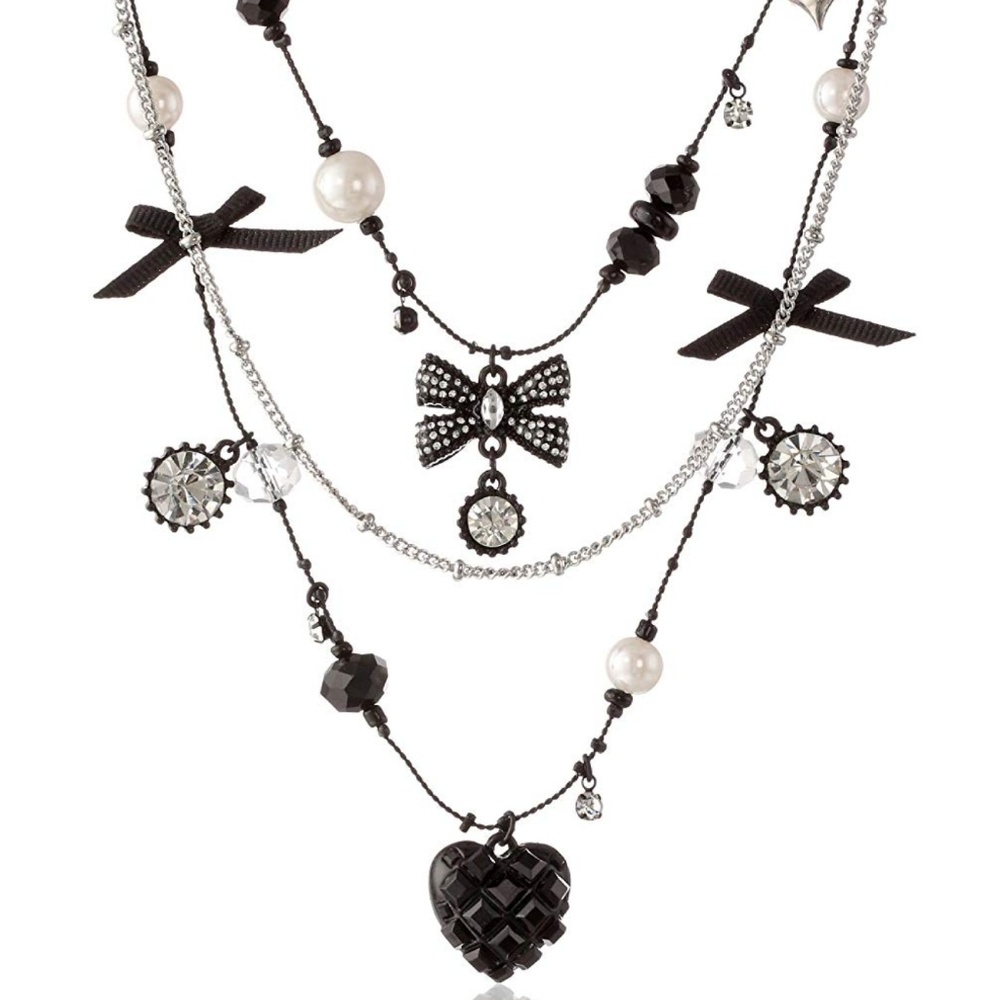 Betsey Johnson Iconic Bow and Heart  Necklace